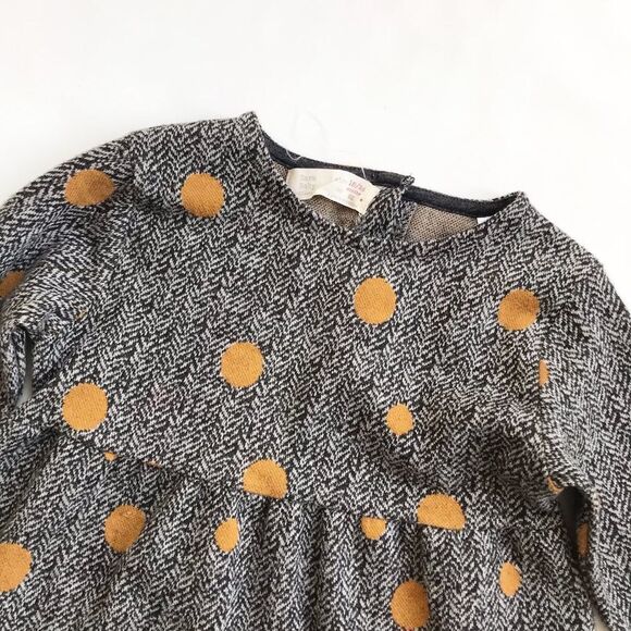 ZARA gray mustard dot dress EUC 18-24 months - Picture 2 of 5